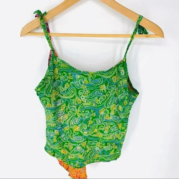 Upcycled boho sari silk tank top - Picture 2 of 7